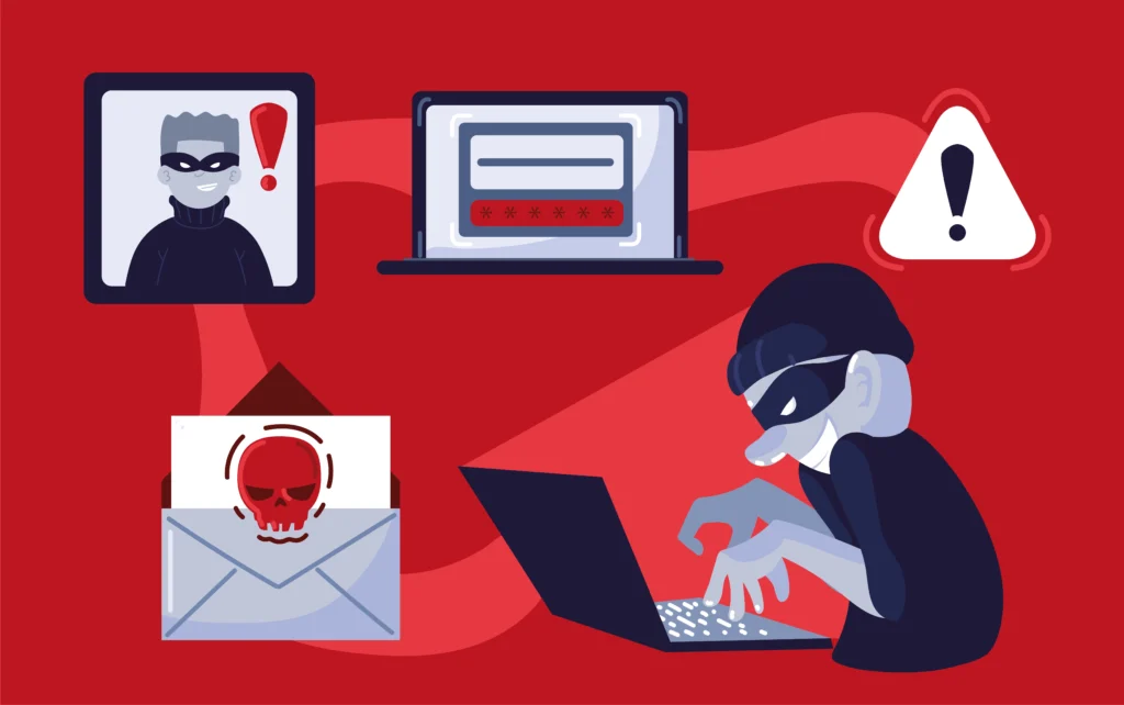 Attacker using different methods to break into a system