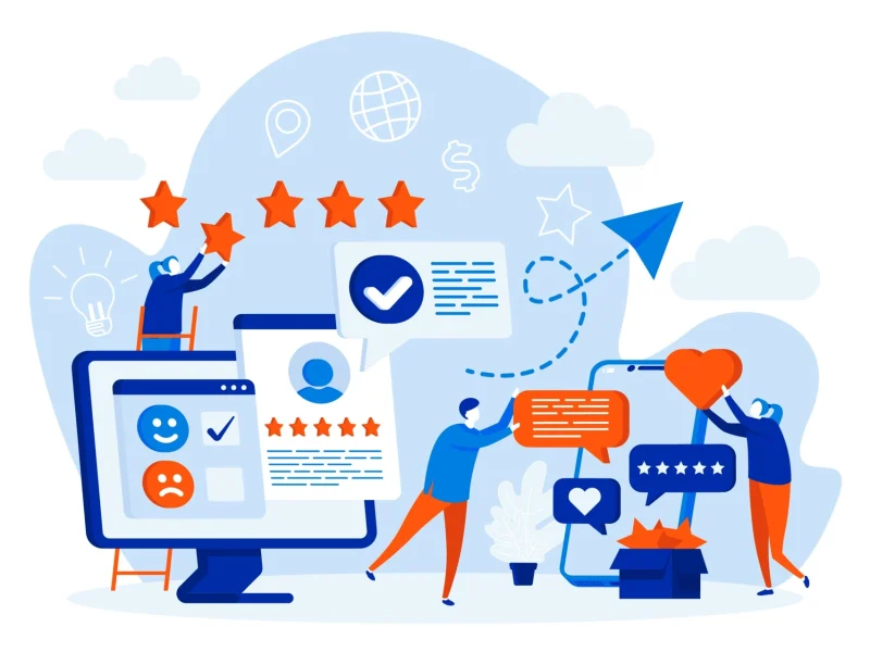 People providing feedback for services